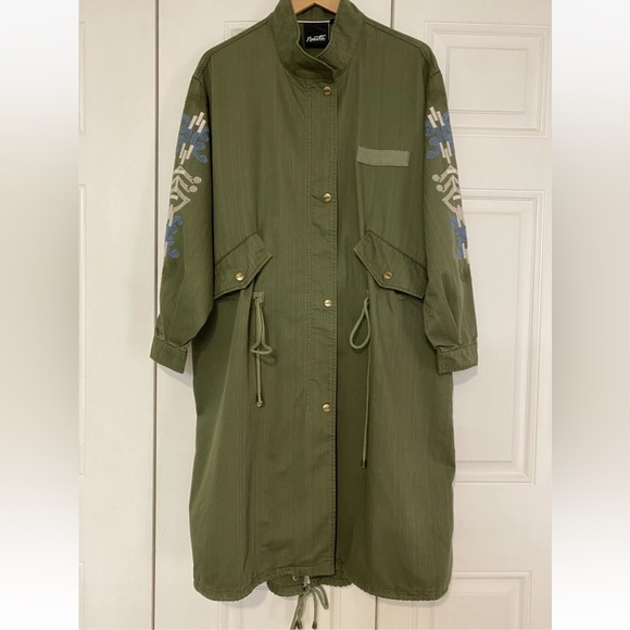 NWT NANETTE LEPORE OLIVINE FREE EMBROIDERED ARMY ANORAK JACKET MEDIUM PEOPLE - Picture 1 of 10